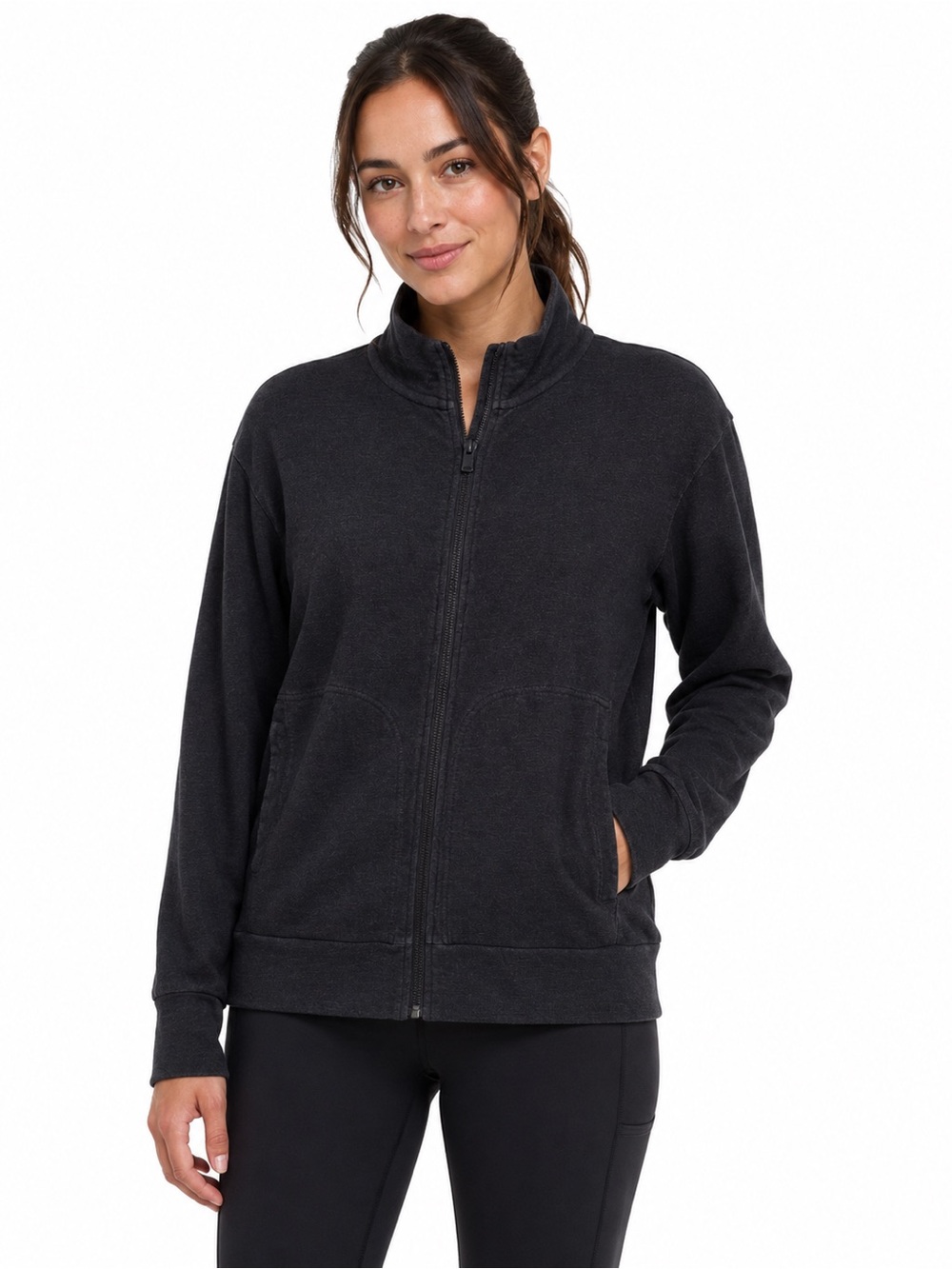 Icebreaker Central Classic Merino blend Full Zip Sweater mock neck Women’s Small